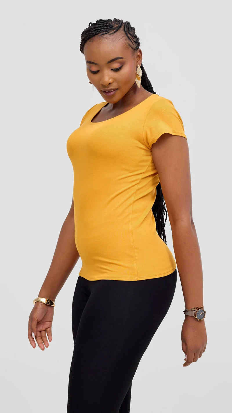 Vivo Everyday Cap Sleeve Top in Jersey - Mustard