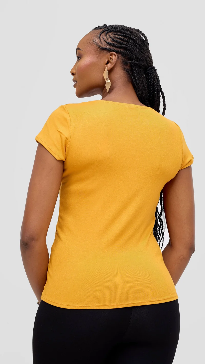 Vivo Everyday Cap Sleeve Top in Jersey - Mustard