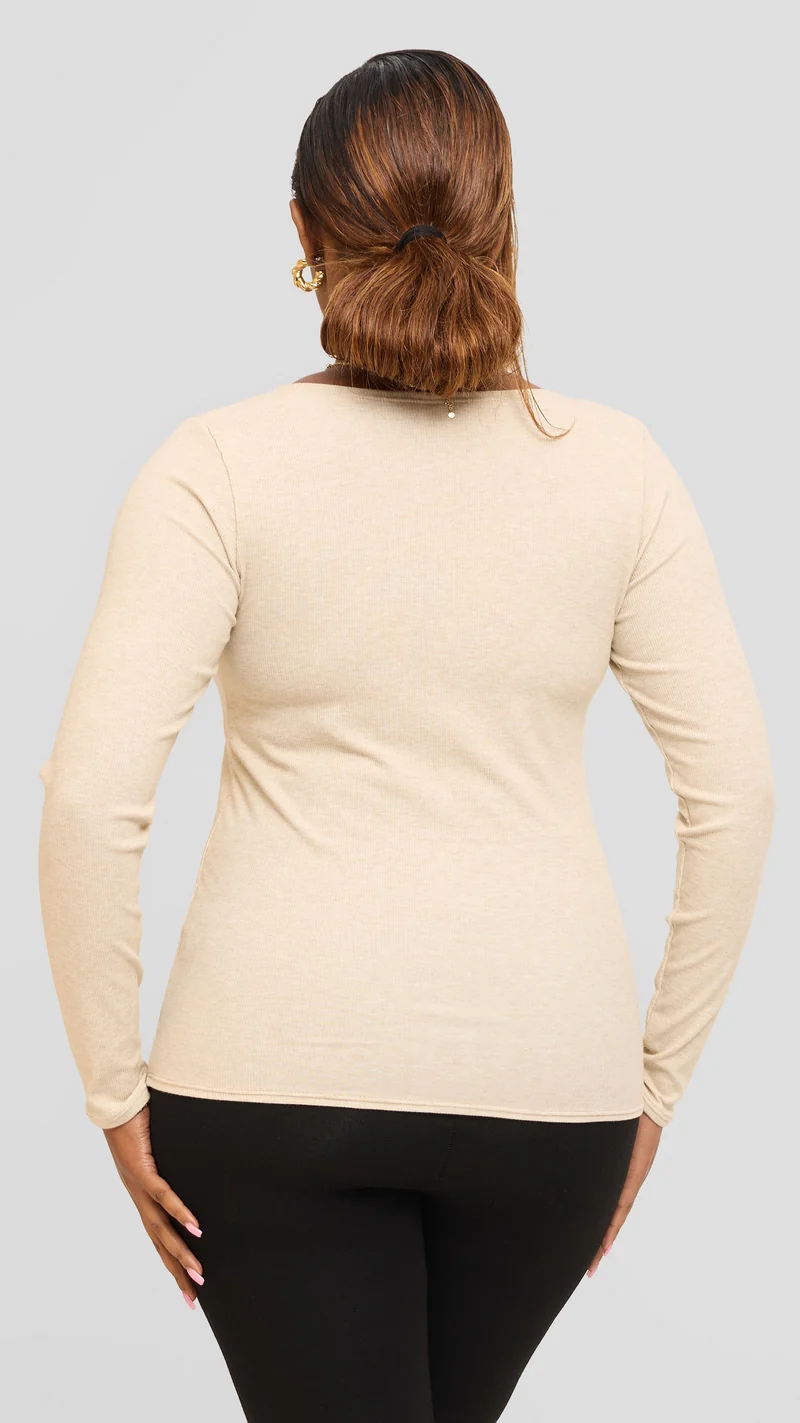 Safari by Vivo Long Sleeve T-Shirt in Jersey Rib - Beige