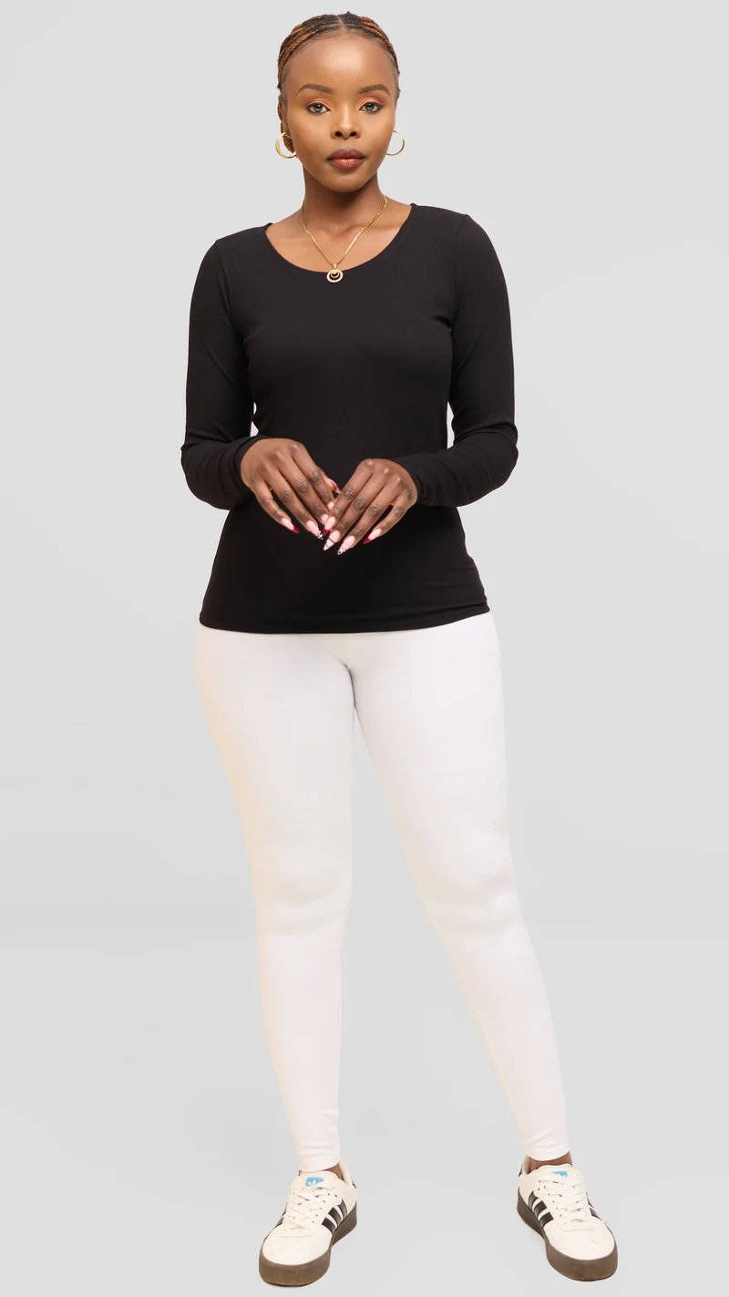 Safari by Vivo Long Sleeve T-Shirt in Jersey Rib - Black