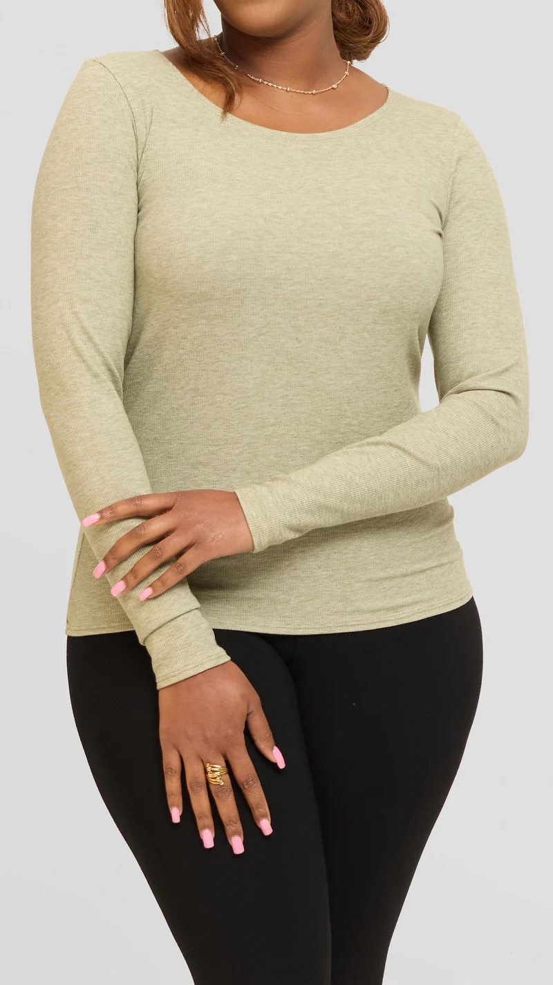 Safari by Vivo Long Sleeve T-Shirt in Jersey Rib - Light Green