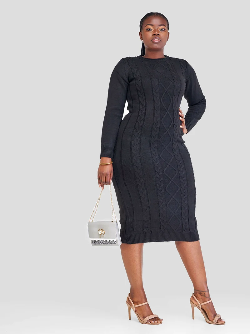 The Fashion Frenzy Sweater Dress - Black