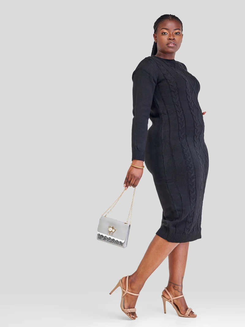 The Fashion Frenzy Sweater Dress - Black
