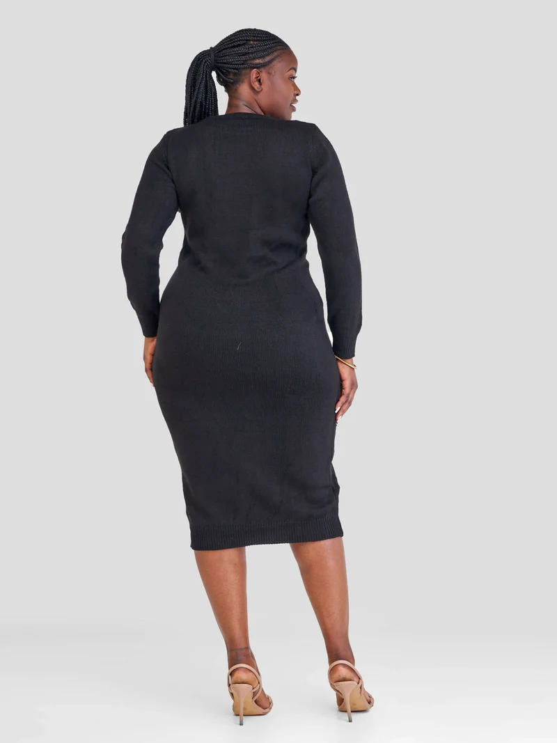 The Fashion Frenzy Sweater Dress - Black