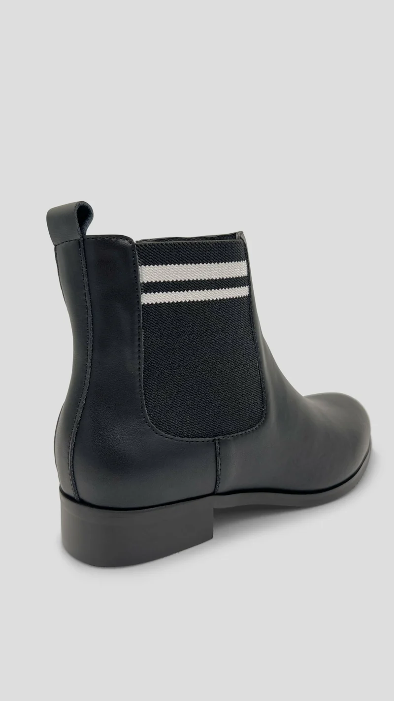 Julz Becky Gusset White Stripes Boot - Black