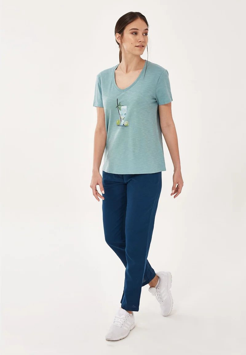 T-Shirt aus Bio-Baumwolle mit V-Ausschnitt