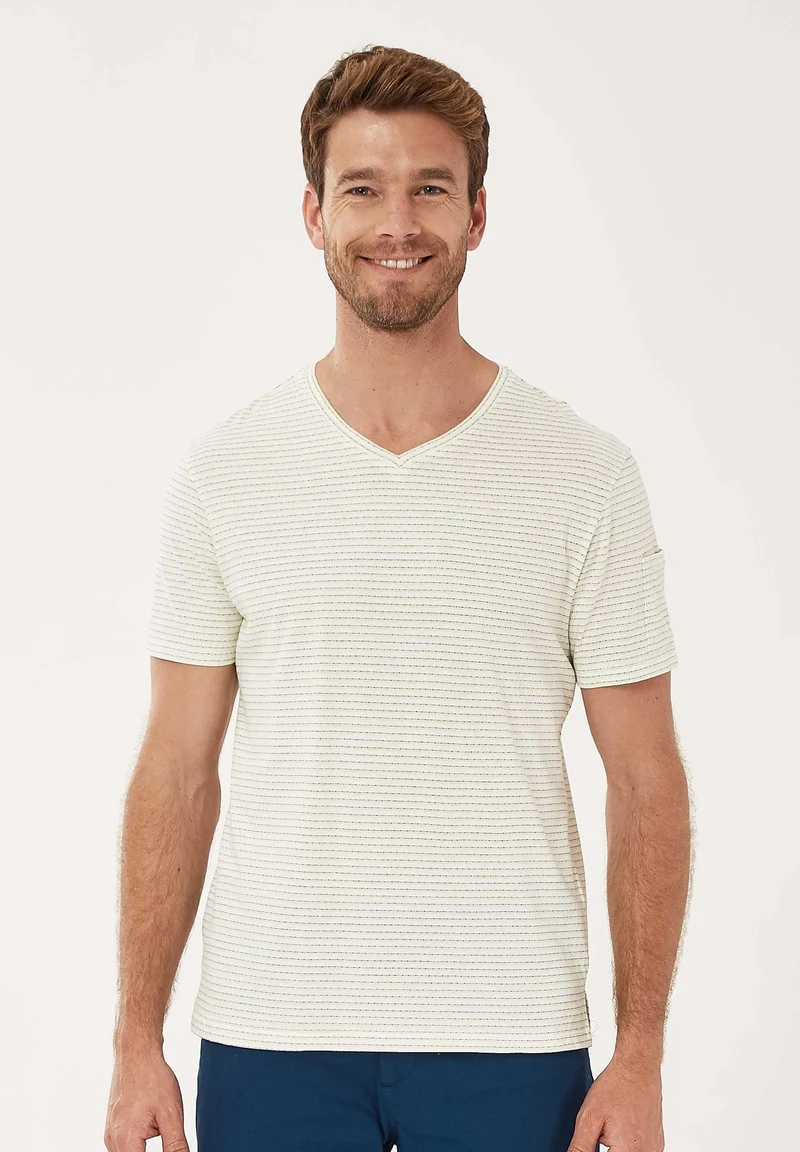 Gestreiftes T-Shirt aus Bio-Baumwolle mit Ärmeltasche