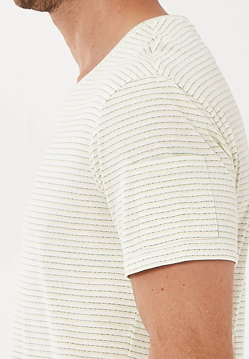 Gestreiftes T-Shirt aus Bio-Baumwolle mit Ärmeltasche