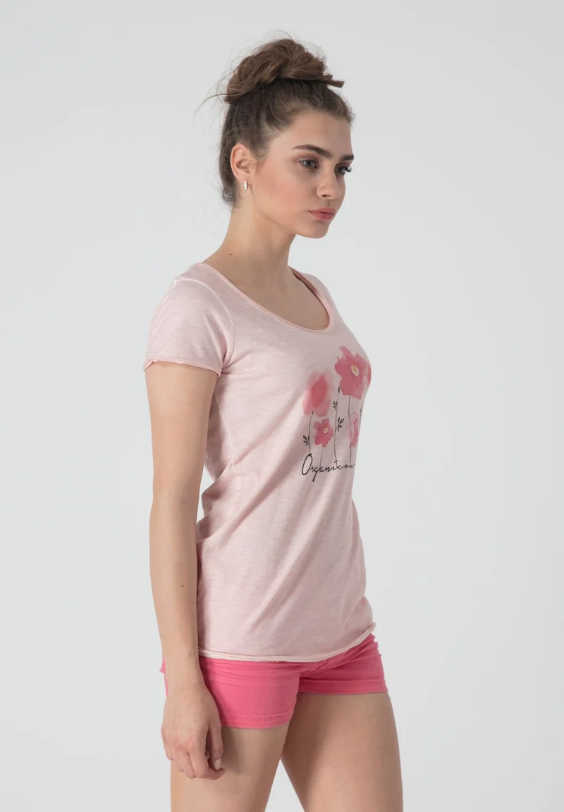 Bedrucktes T-Shirt aus Bio-Baumwolle mit Blumen Motive