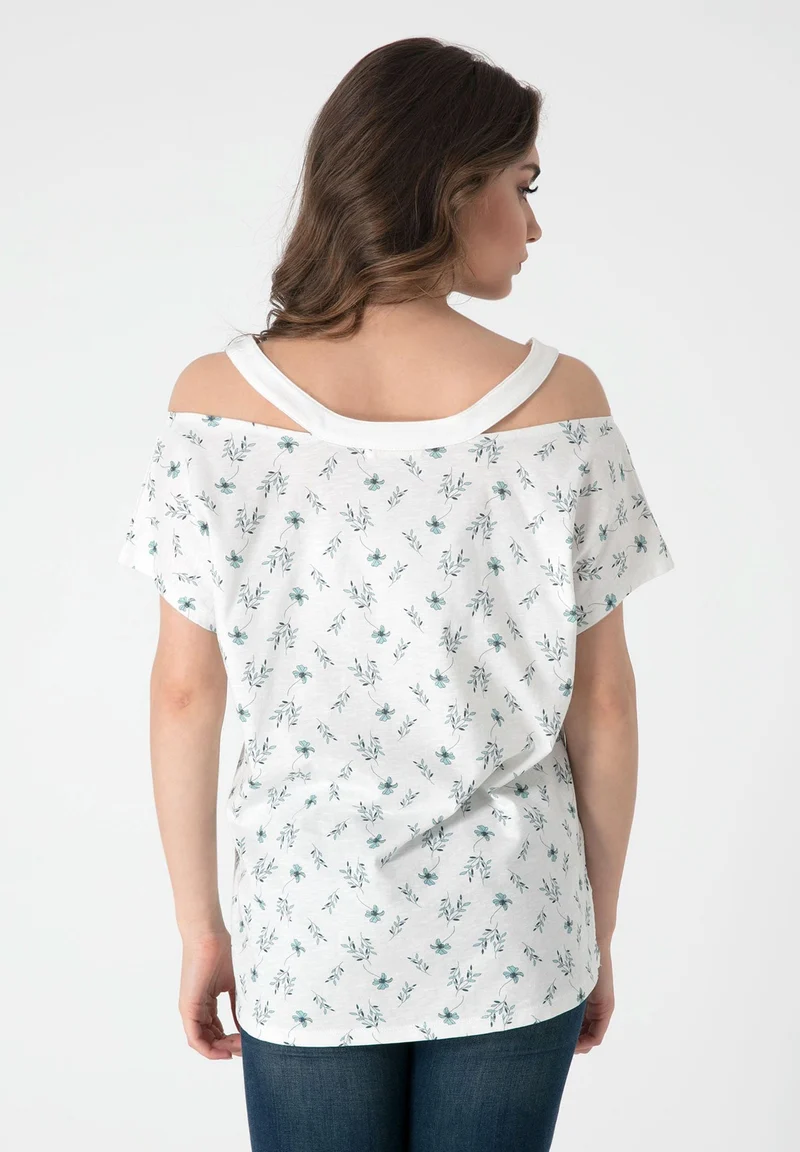 Schulterfreies Top aus Bio-Baumwolle mit Allover-Print