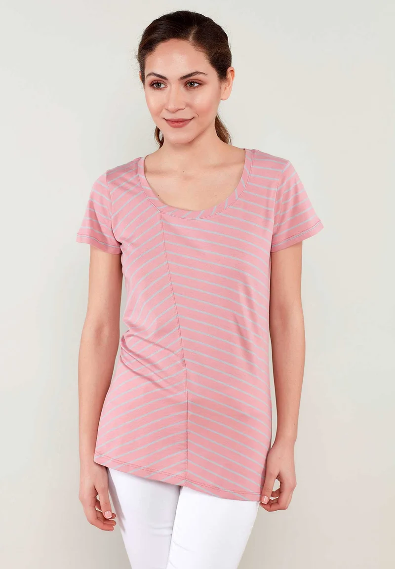 Asymmetrisch geschnittener streifen T-Shirt aus Bio-Baumwolle