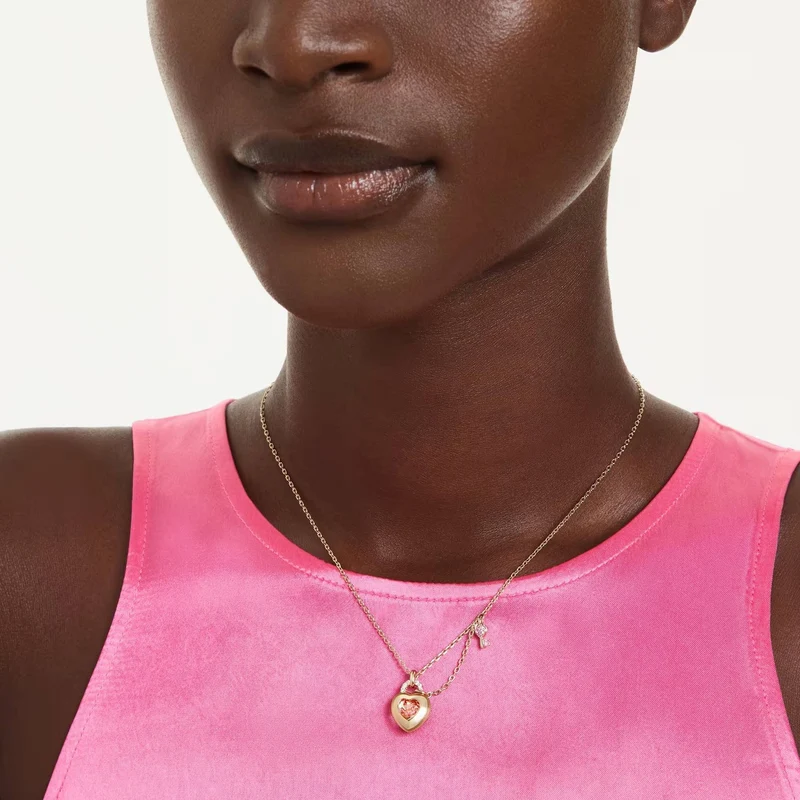 Swarovski Halskette Damen Idyllia Herz Schlüssel Rosa Goldfarben 5737288