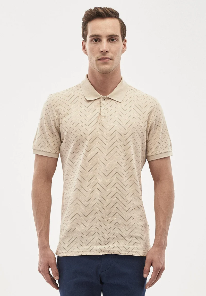 Poloshirt aus Bio-Baumwolle mit Allover-Print