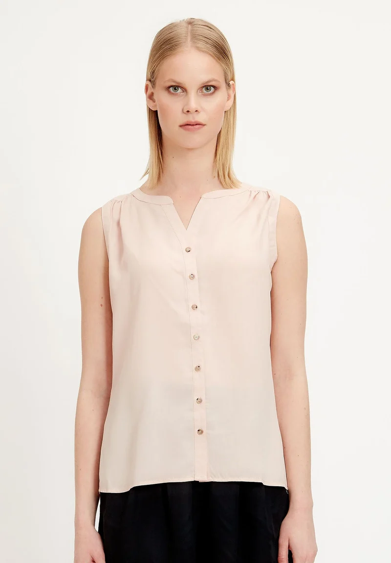 Blusentop aus TENCEL™ Lyocell mit durchgehender Knopfleiste