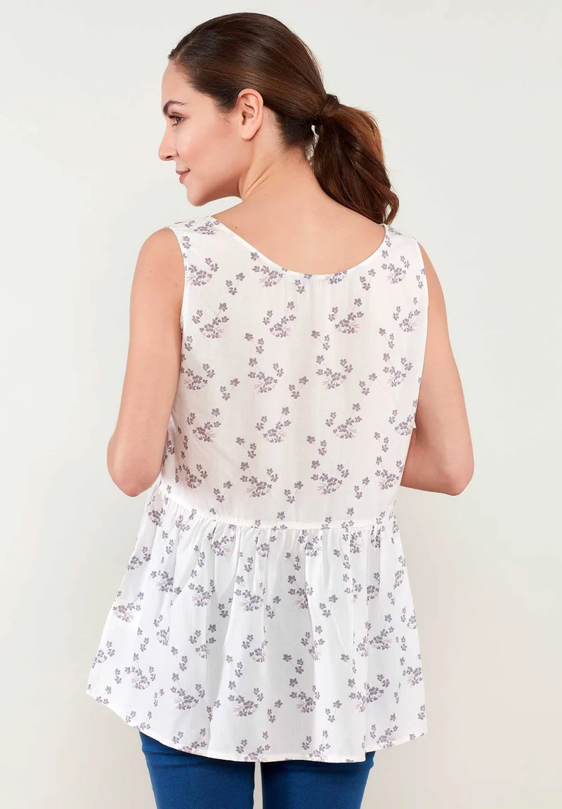 Allover-Print Bluse aus TENCEL™ Lyocell mit Volant-Saum