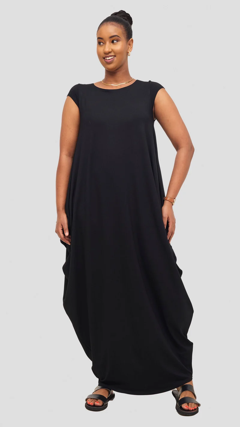 Vivo Cap Sleeve Salma Maxi Dress - Black