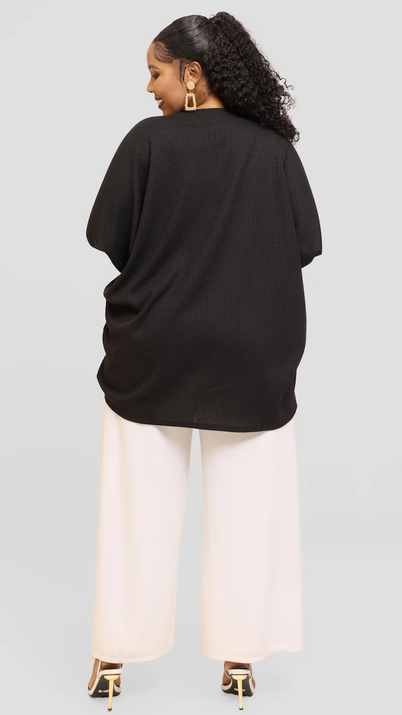 Vivo Butterfly Kimono in Rib Sweater - Black