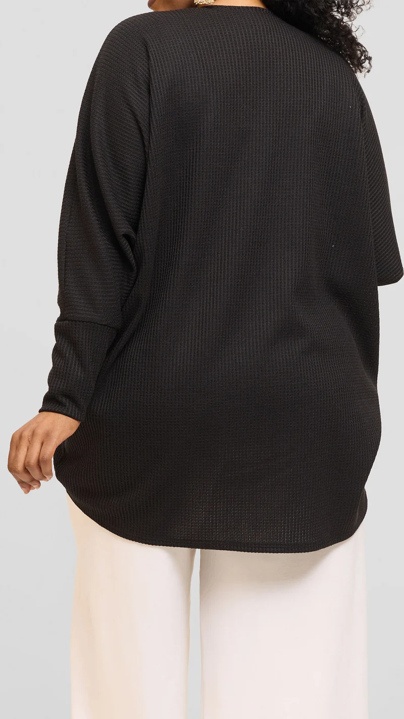 Vivo Butterfly Kimono in Rib Sweater - Black