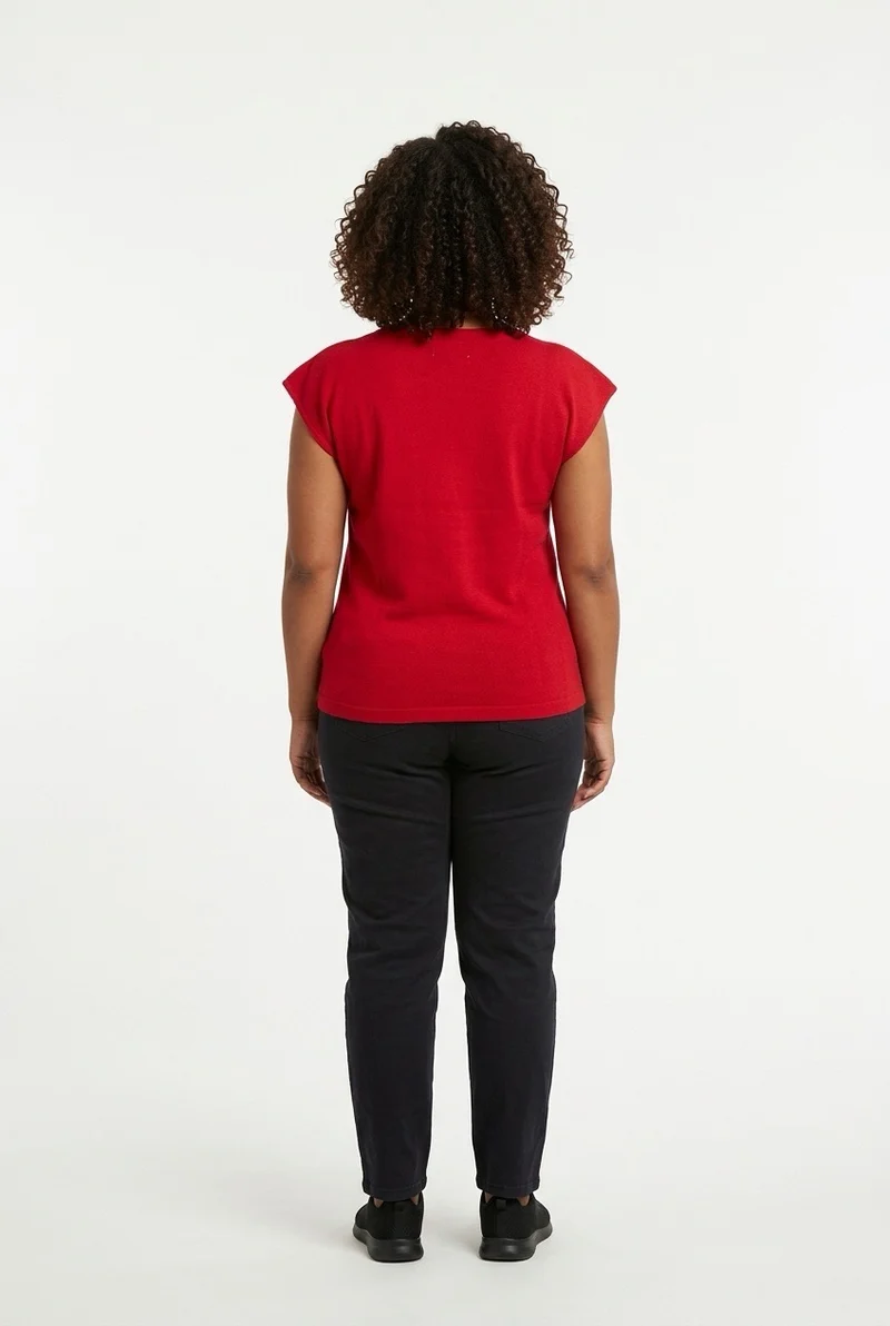 Stylish Sisters Short-sleeved Cardigan-style Blouse - Red