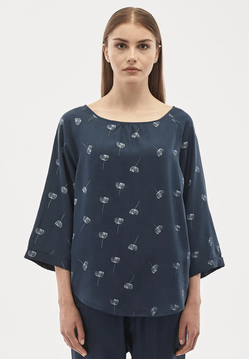 Bluse aus TENCEL™ Lyocell mit 3/4-Ärmeln und Allover-Print