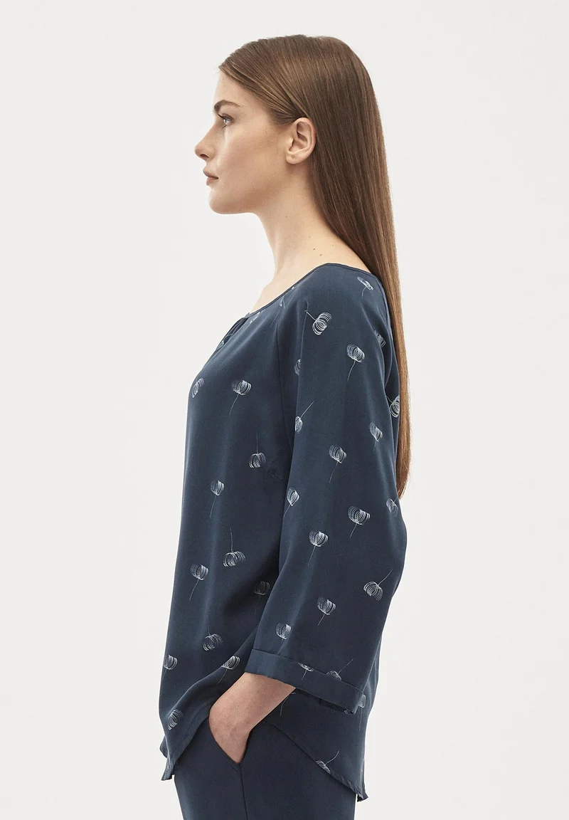 Bluse aus TENCEL™ Lyocell mit 3/4-Ärmeln und Allover-Print