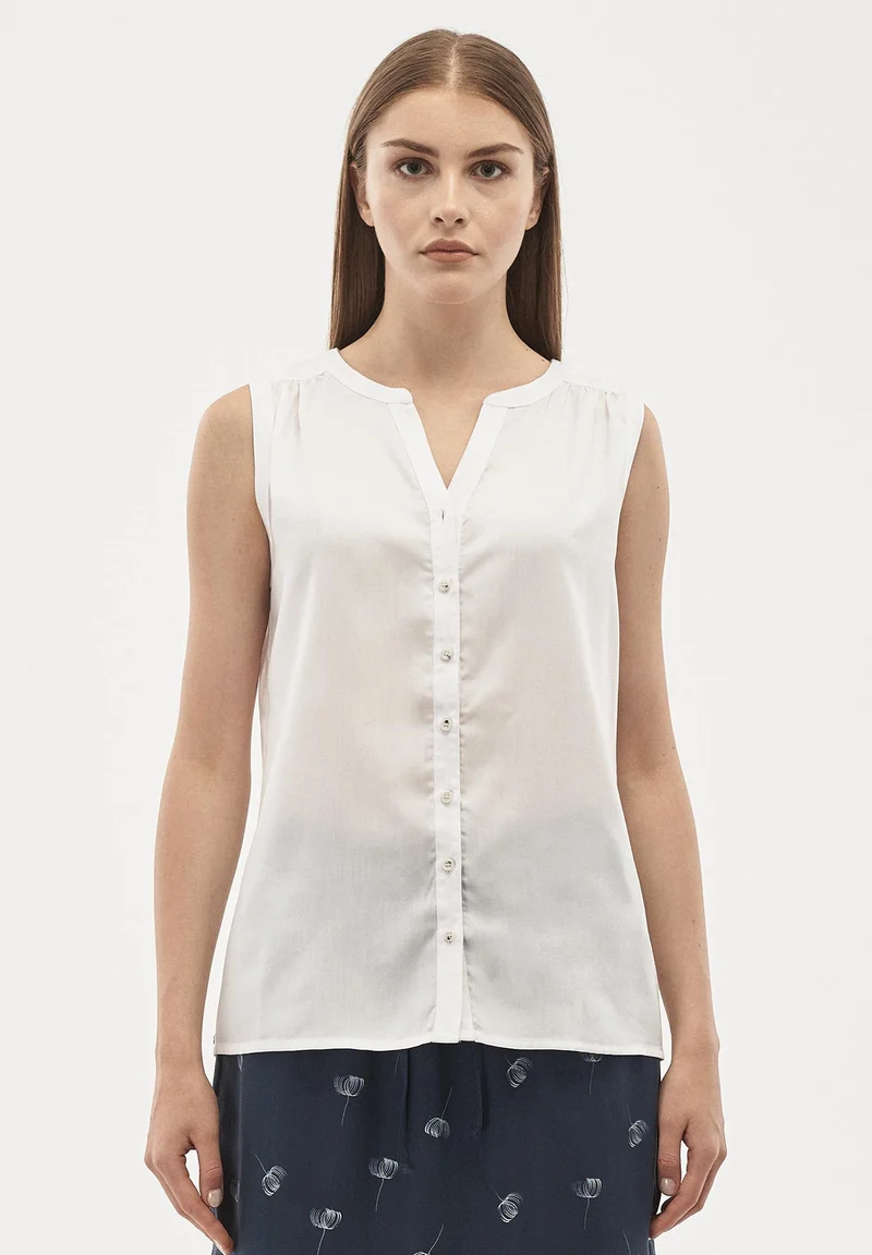 Blusentop aus TENCEL™ Lyocell mit durchgehender Knopfleiste