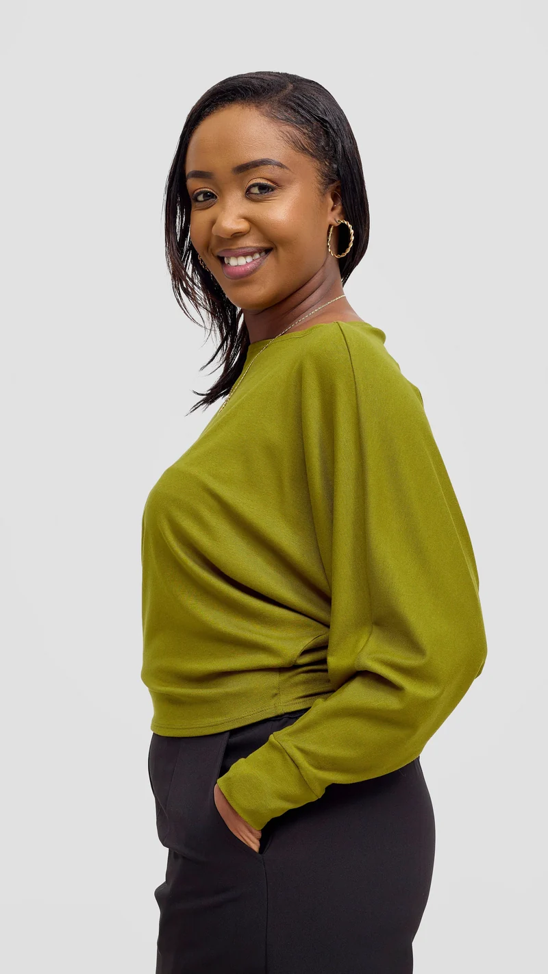 Vivo Bana Batwing Top in Jersey - Dark Olive