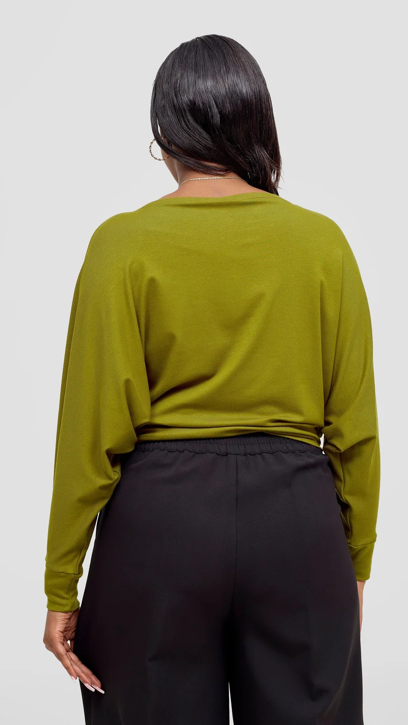 Vivo Bana Batwing Top in Jersey - Dark Olive