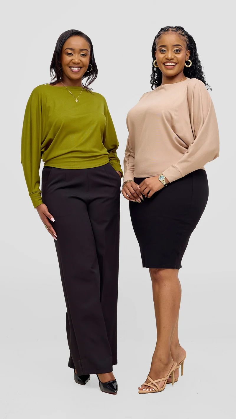 Vivo Bana Batwing Top in Jersey - Dark Olive