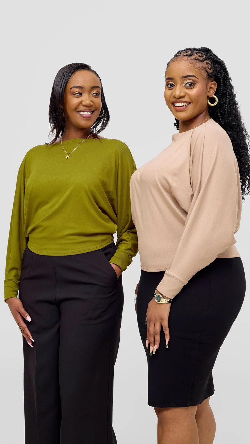 Vivo Bana Batwing Top in Jersey - Dark Olive