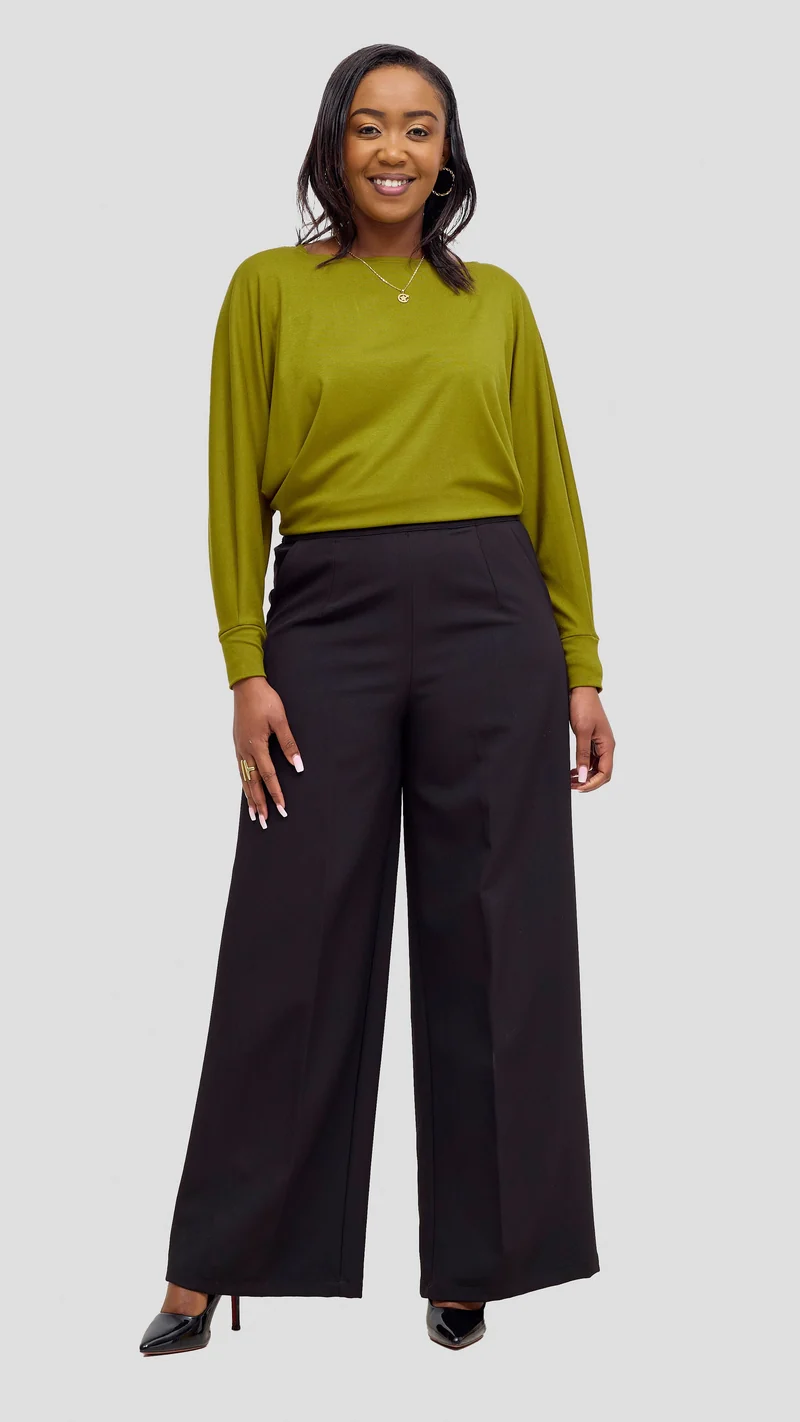 Vivo Bana Batwing Top in Jersey - Dark Olive