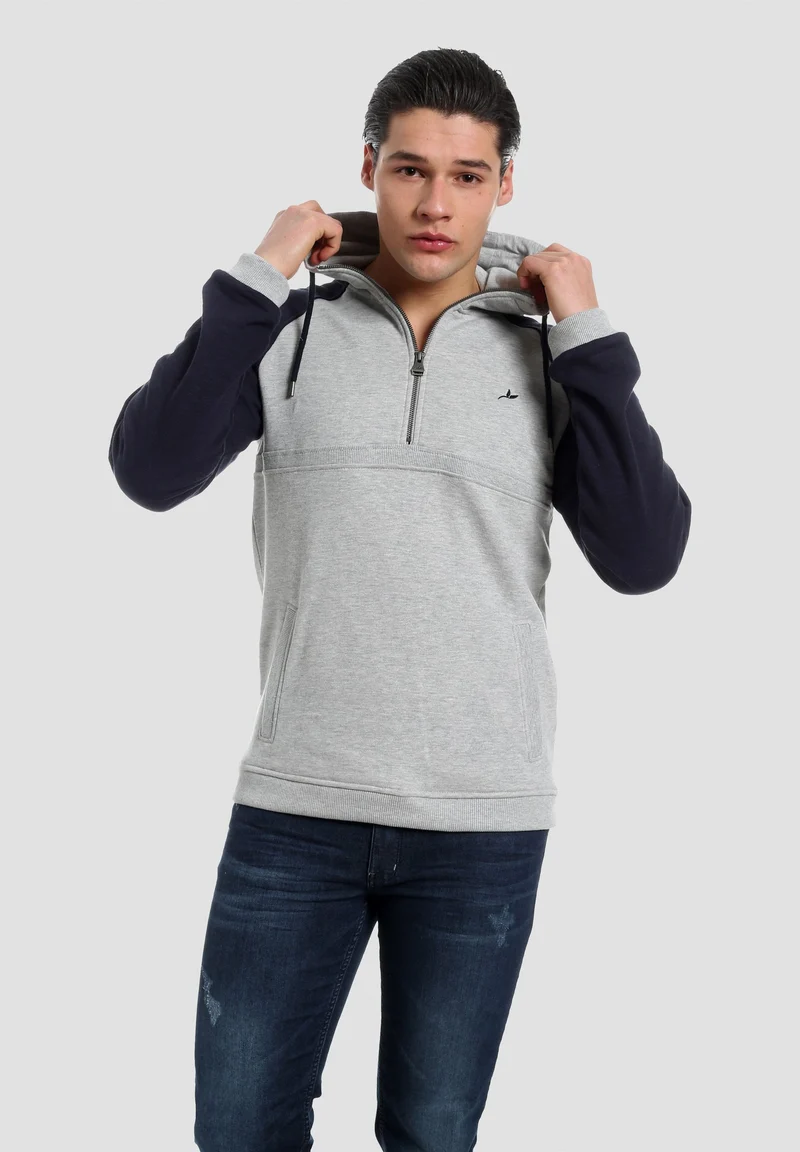 Hoodie aus Bio-Baumwolle mit halbem Reißverschluss