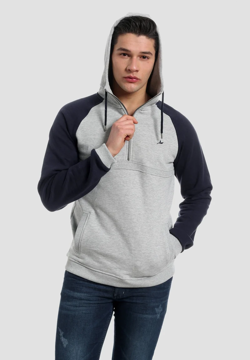 Hoodie aus Bio-Baumwolle mit halbem Reißverschluss