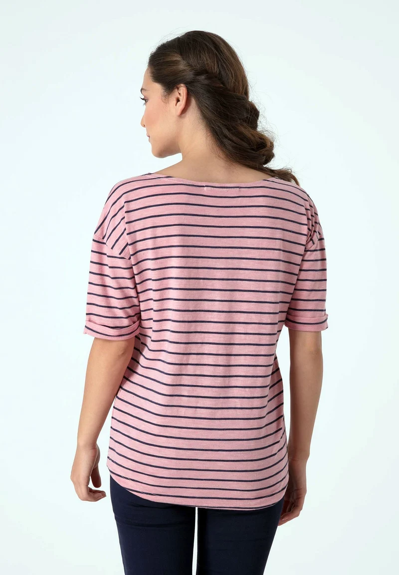 Gestreiftes T-Shirt mit 1/2 Arm und längerem Rückenteil