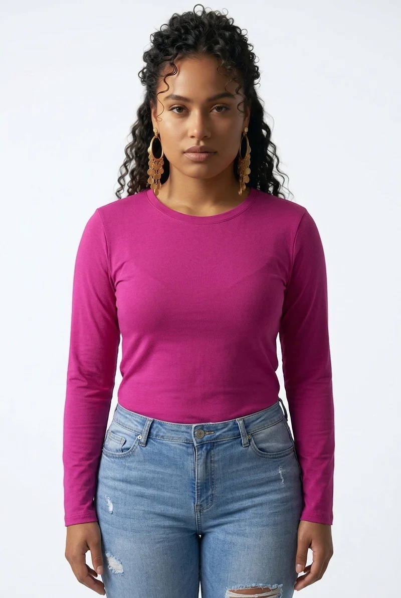 Stylish Sisters Basic Long-Sleeve T-shirt - Magenta