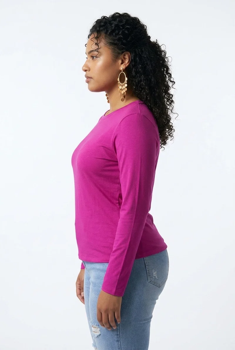 Stylish Sisters Basic Long-Sleeve T-shirt - Magenta
