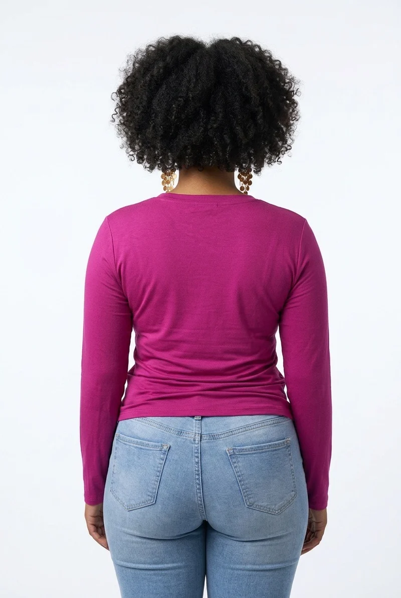 Stylish Sisters Basic Long-Sleeve T-shirt - Magenta