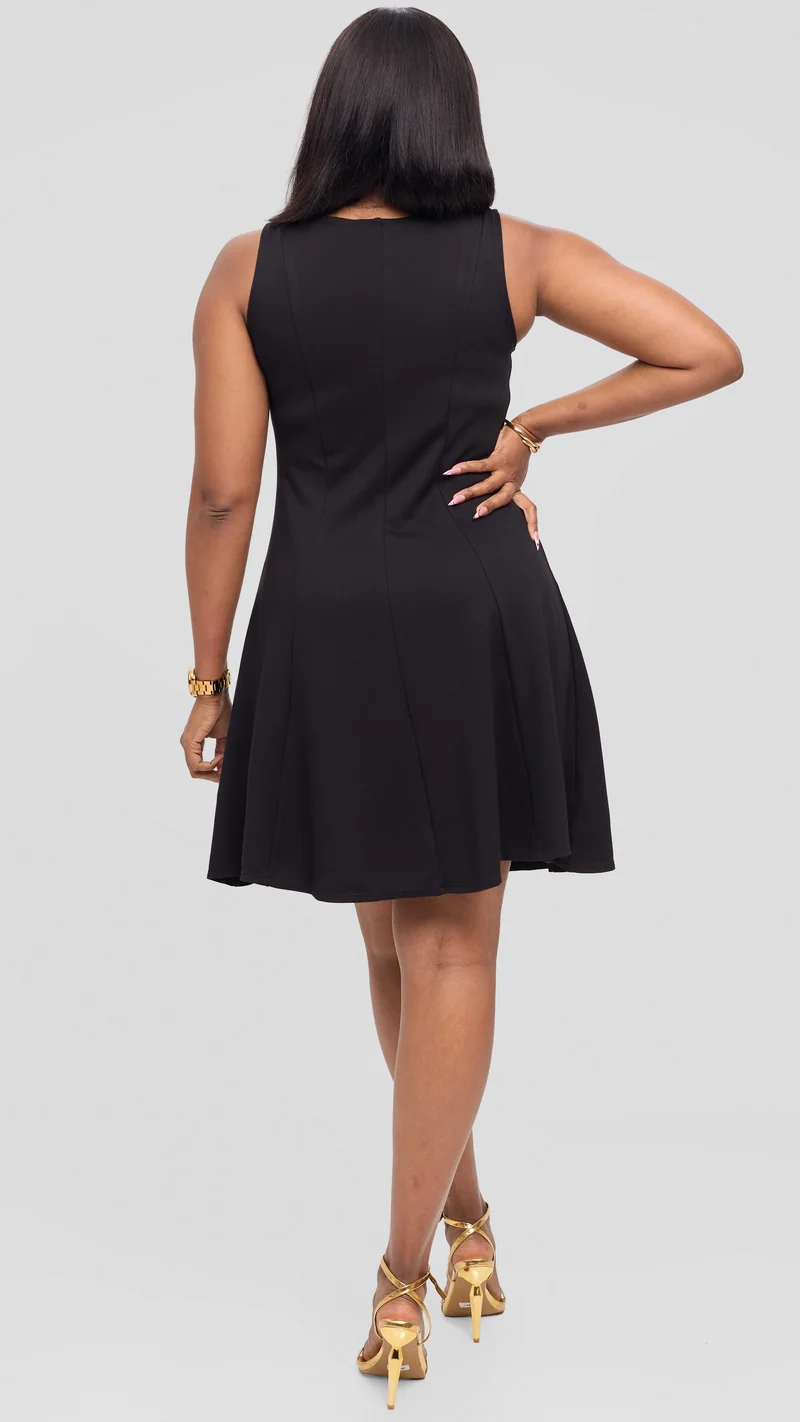 Vivo Studio A-Line Mini Dress in Ponte - Black