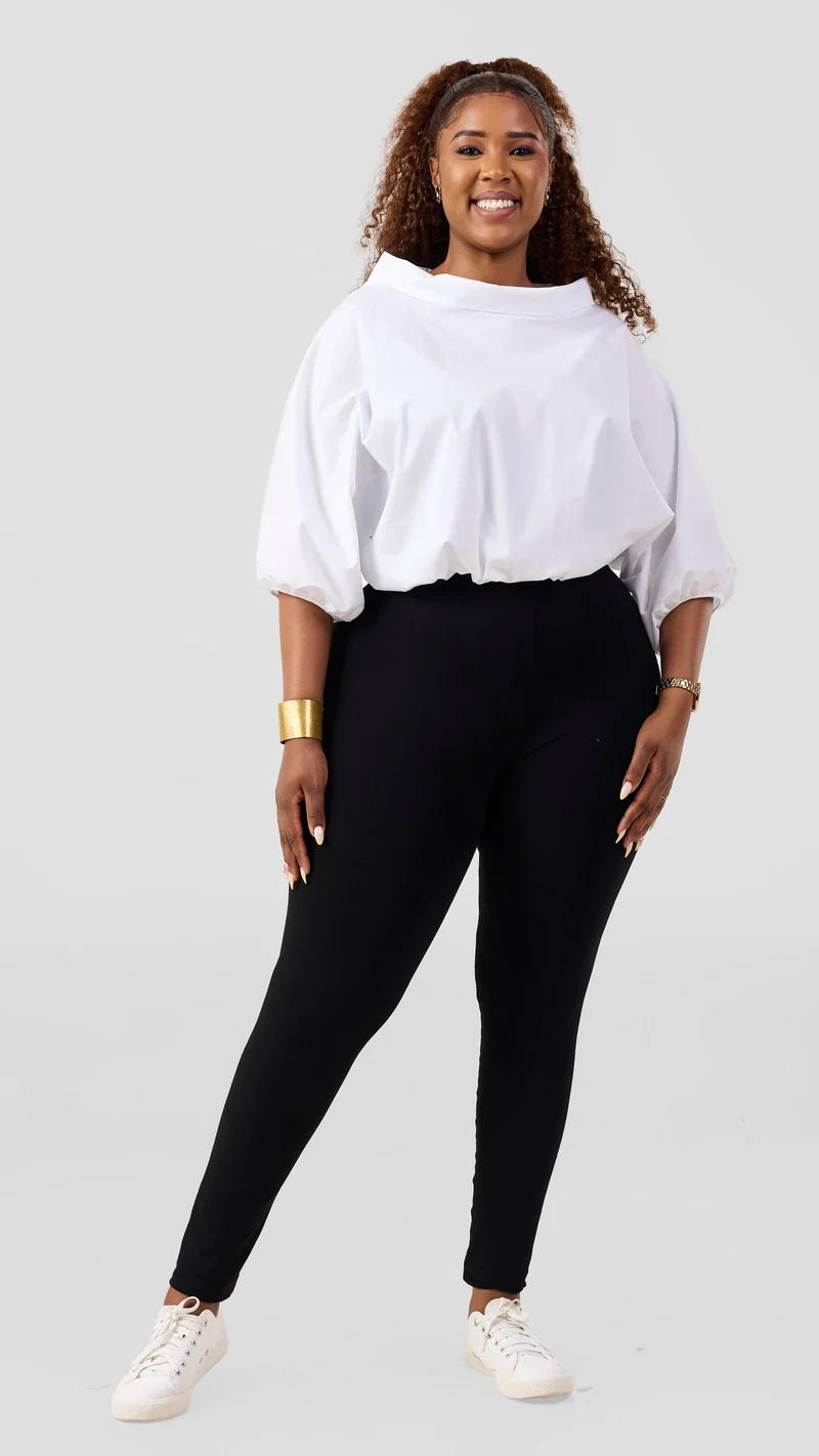 Vivo Lulu Drawstring Top in Cotton - White
