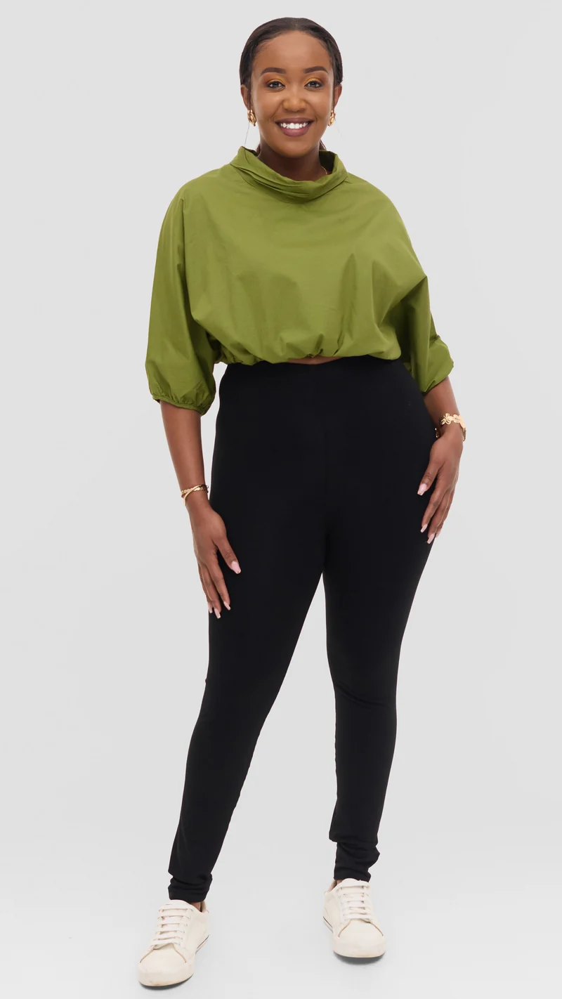 Safari by Vivo Njano Drawstring Top in Cotton - Green
