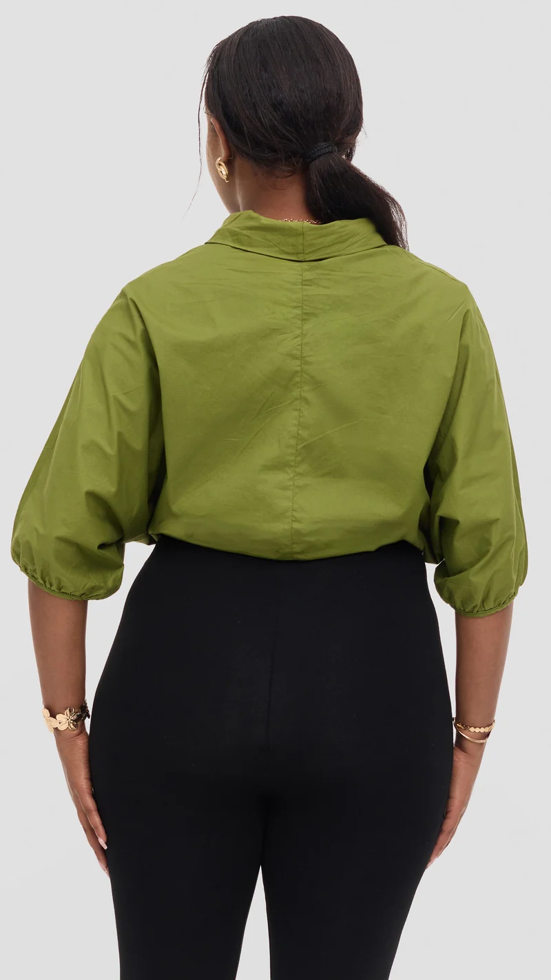 Safari by Vivo Njano Drawstring Top in Cotton - Green