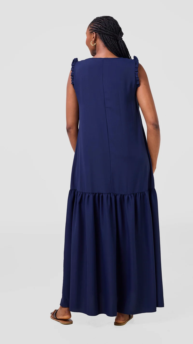 Vivo Ava Tent Flounce Maxi Dress - Navy
