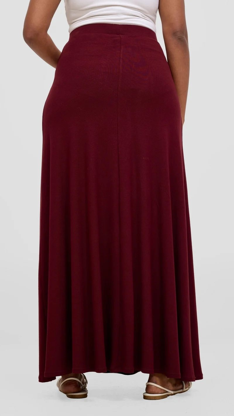 Vivo Basic A-line Maxi Skirt - Dark Maroon