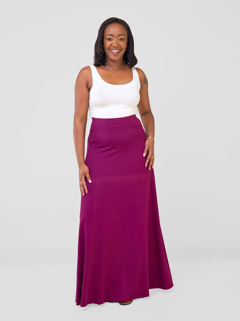 Vivo Basic A-line Maxi Skirt - Burgundy