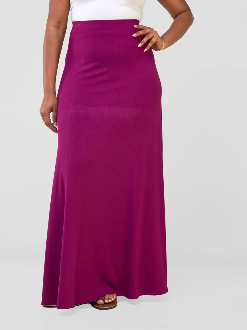 Vivo Basic A-line Maxi Skirt - Burgundy
