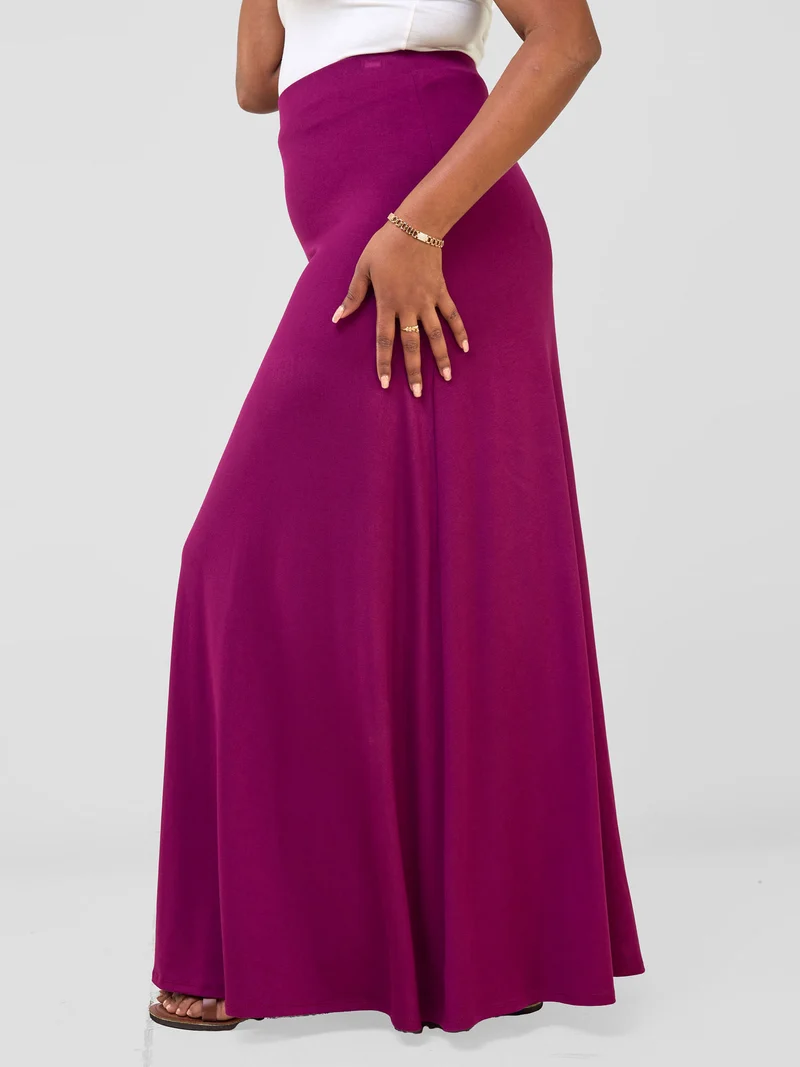 Vivo Basic A-line Maxi Skirt - Burgundy