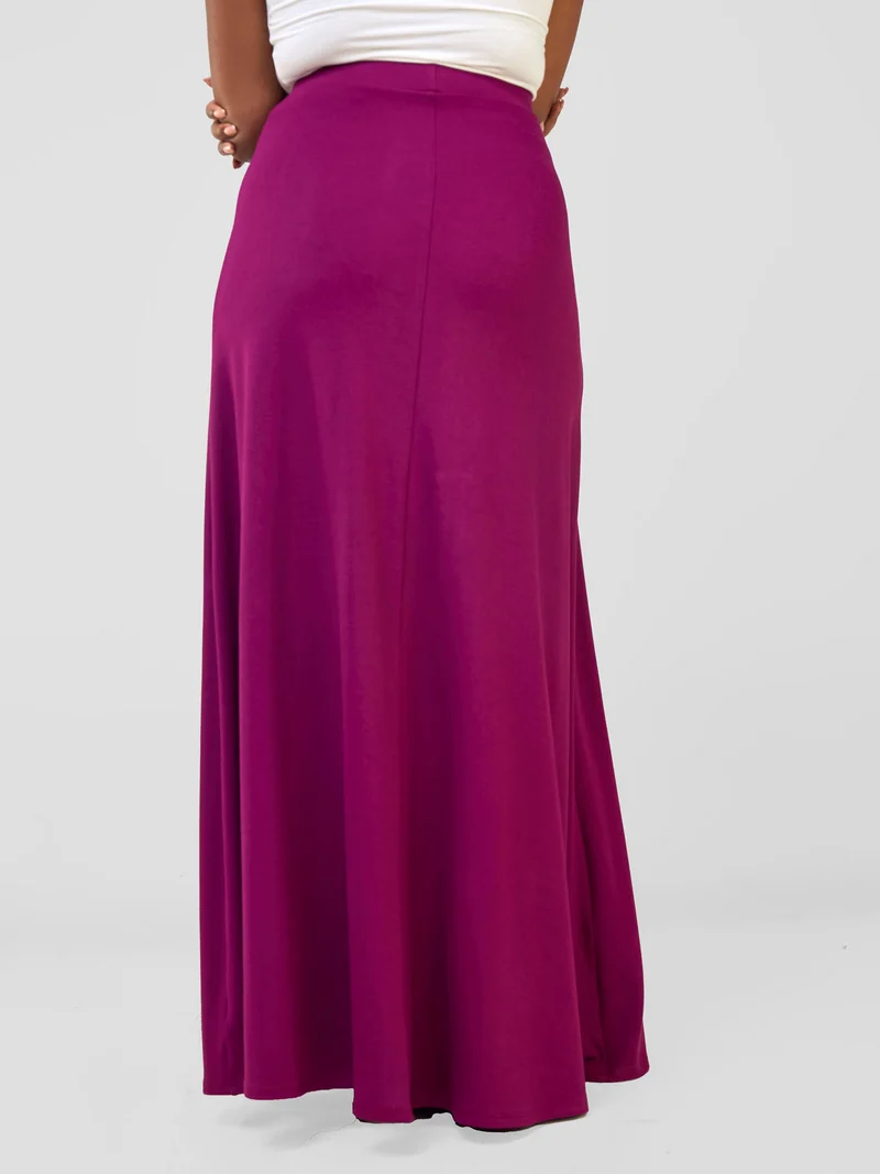 Vivo Basic A-line Maxi Skirt - Burgundy