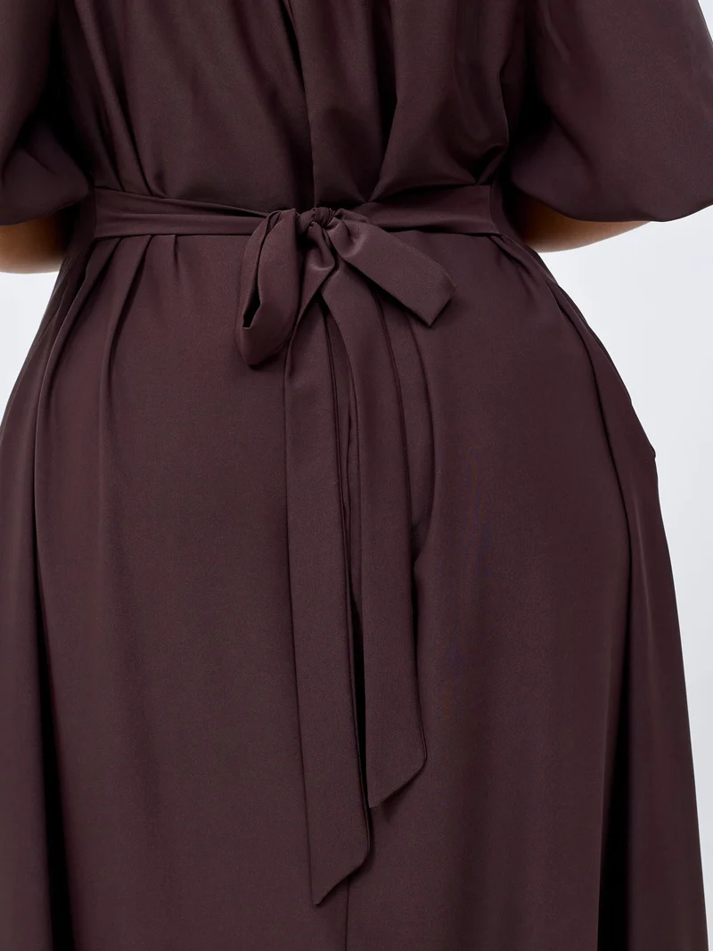 Vivo Ayla Bubble Sleeve Maxi Dress - Brown