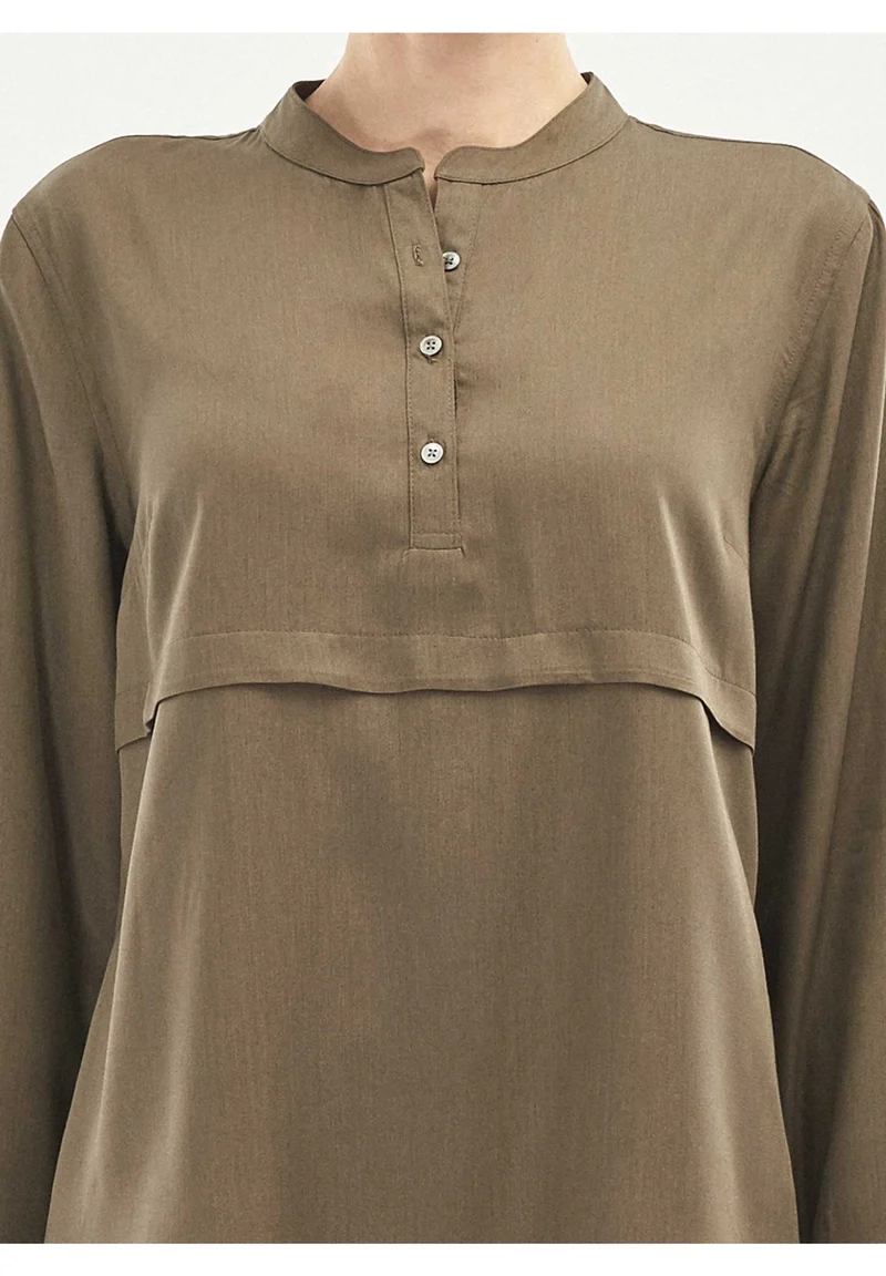 Langarm Bluse aus TENCEL™ Lyocell mit Knopfleiste