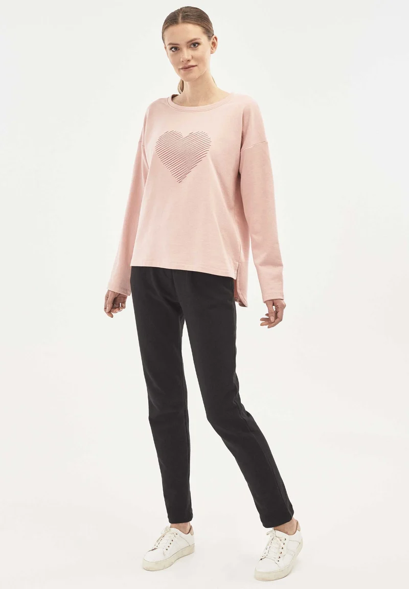 Sweatshirt aus Bio-Baumwolle mit Herz Stickerei